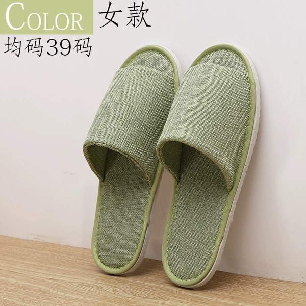 Half pack of green linen inlay slippers (linen series)
