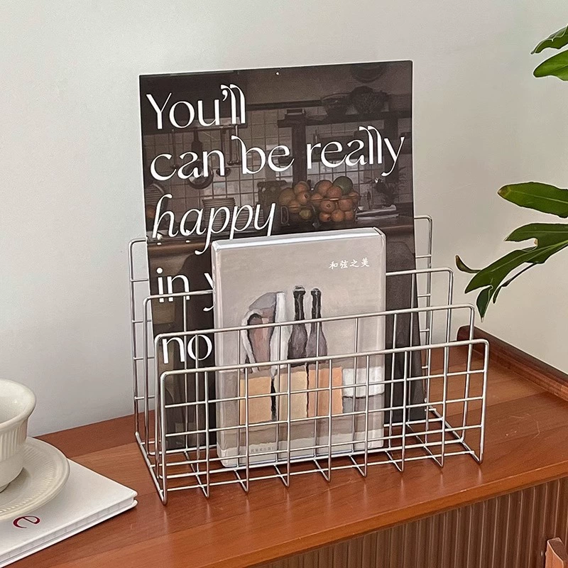 Офисный настольный стеллаж для хранения из нержавеющей стали, простой стильный настольный стеллаж для хранения в общежитии, трехсекционный стеллаж для хранения