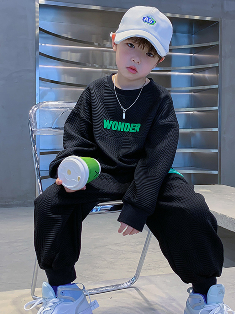 Drengedragt 2023 New Zhongda forår og efterår Network Red Fried Street Sweater Sportstøj til børn_voghion.com