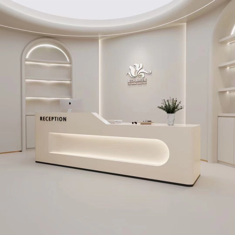 Painted Beauty Salon Cashier Front Desk Reception Desk Nail Salon Light Luxury High-End Commercial Service Desk Customized Painted Beauty Salon Cashier Front Desk Reception Desk Nail Salon Light Luxury High-End Commercial Service Desk Customized