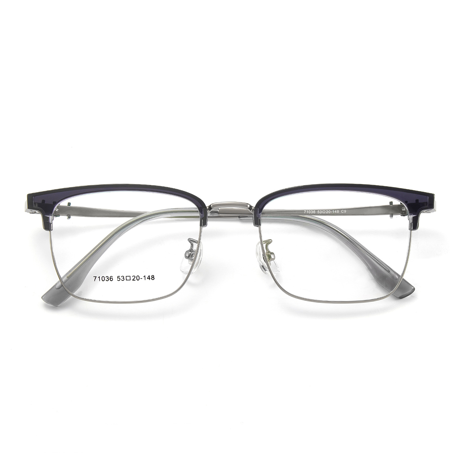 Ajuste del marco de gafas de ceja de negocios de aleación de tendencia de hielo azul Croix-Star con soporte nasal de silicona para miopía Danyang lote