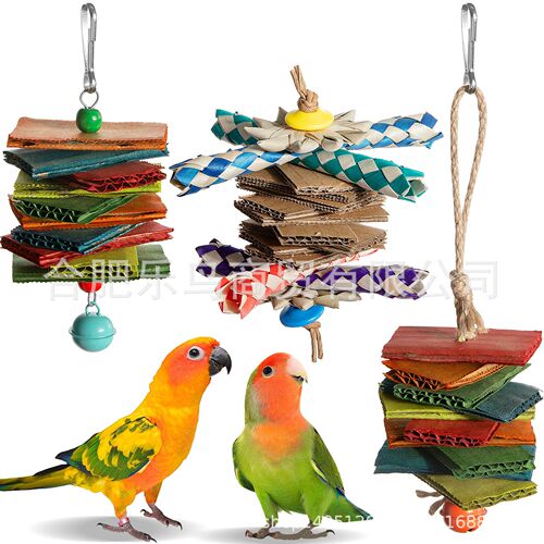 Parrot toy bird toy bird supplies colored paper pieces biting string