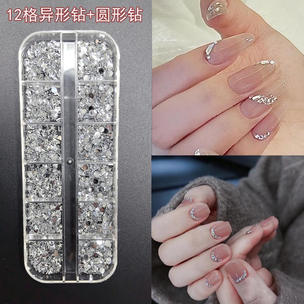 Accesorios para uñas Mini diamantes para uñas Diamantes planos de forma especial Blanco rosa champán Accesorios para uñas súper brillantes