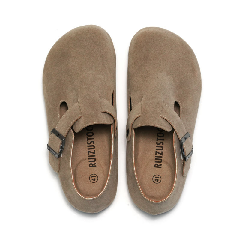 Ruizu New Spring Summer Women's Casual Men's Unisex Closed-Toe Water Cork Shoes Suede_voghion.com