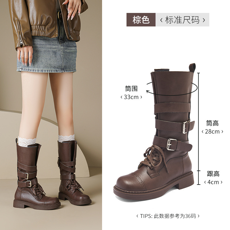 Botas de caballo de la mujer 2026 otoño Nuevo Meirard botas de caballo casuales retro botas de caballo occidentales image 7