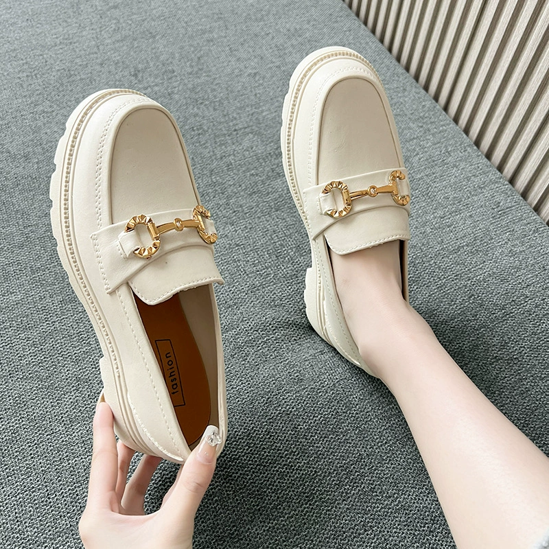 Summer loafers, slippers platform, non-slip universal footwear English style, British style