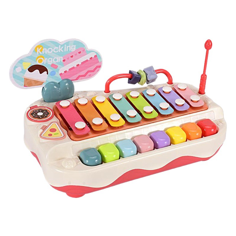 Juguetes de piano infantil instrumento de percusión de pastel de música para niños instrumento de percusión de ocho tonos instrumento de percusión feliz multifuncional