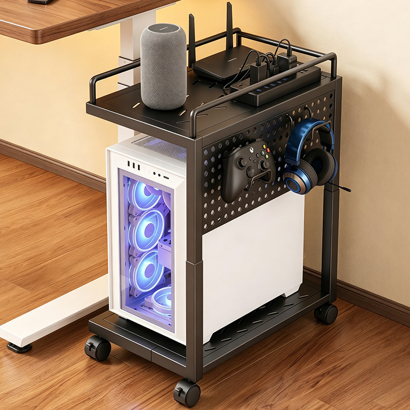 E-Sports Room Computer Host Stand, Multi-Layer Movable Case Base Storage Rack, Floor-Standing Home Use Under-Desk Trolley E-Sports Room Computer Host Stand, Multi-Layer Movable Case Base Storage Rack, Floor-Standing Home Use Under-Desk Trolley