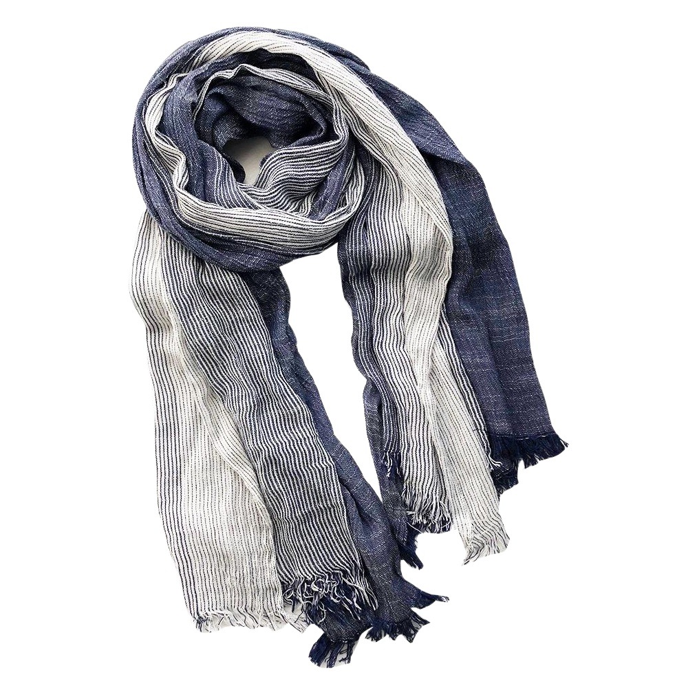 スカーフカスタマイズされた秋と冬の文学的なスタイルのストライプの綿とリネンのスカーフ女性のスカーフ韓国の雰囲気のメンズスカーフ