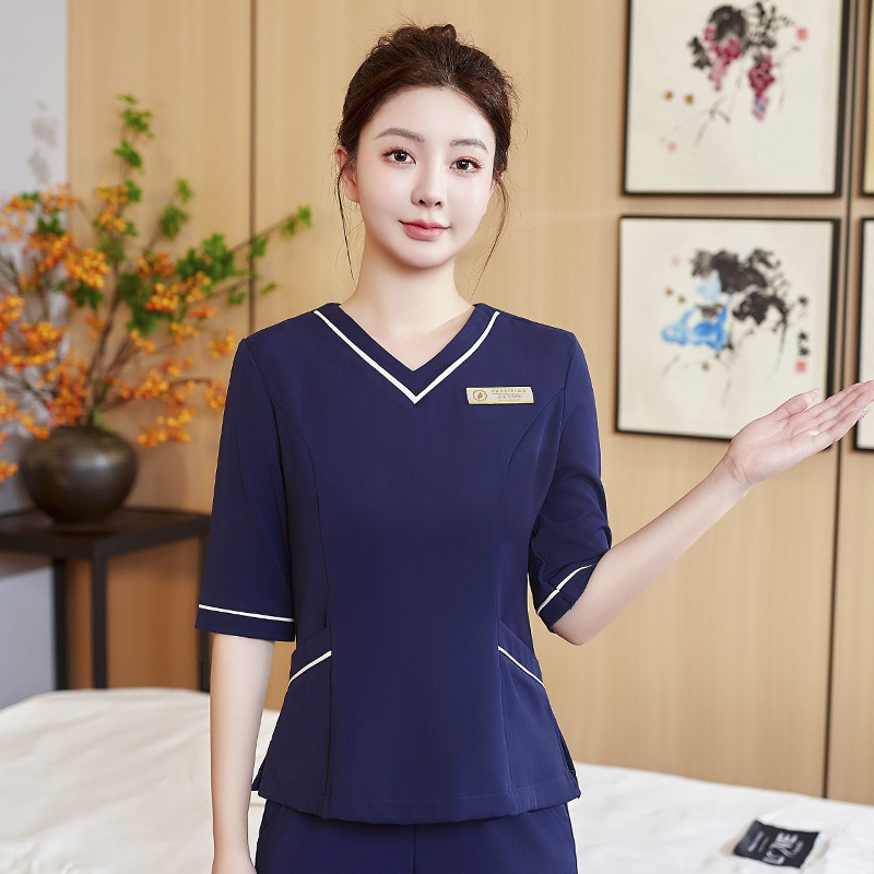高級美容師作業服、女性用パンツスーツ、ヘッドセラピストフットバススパヘルスセンター、マッサージ作業服|undefined