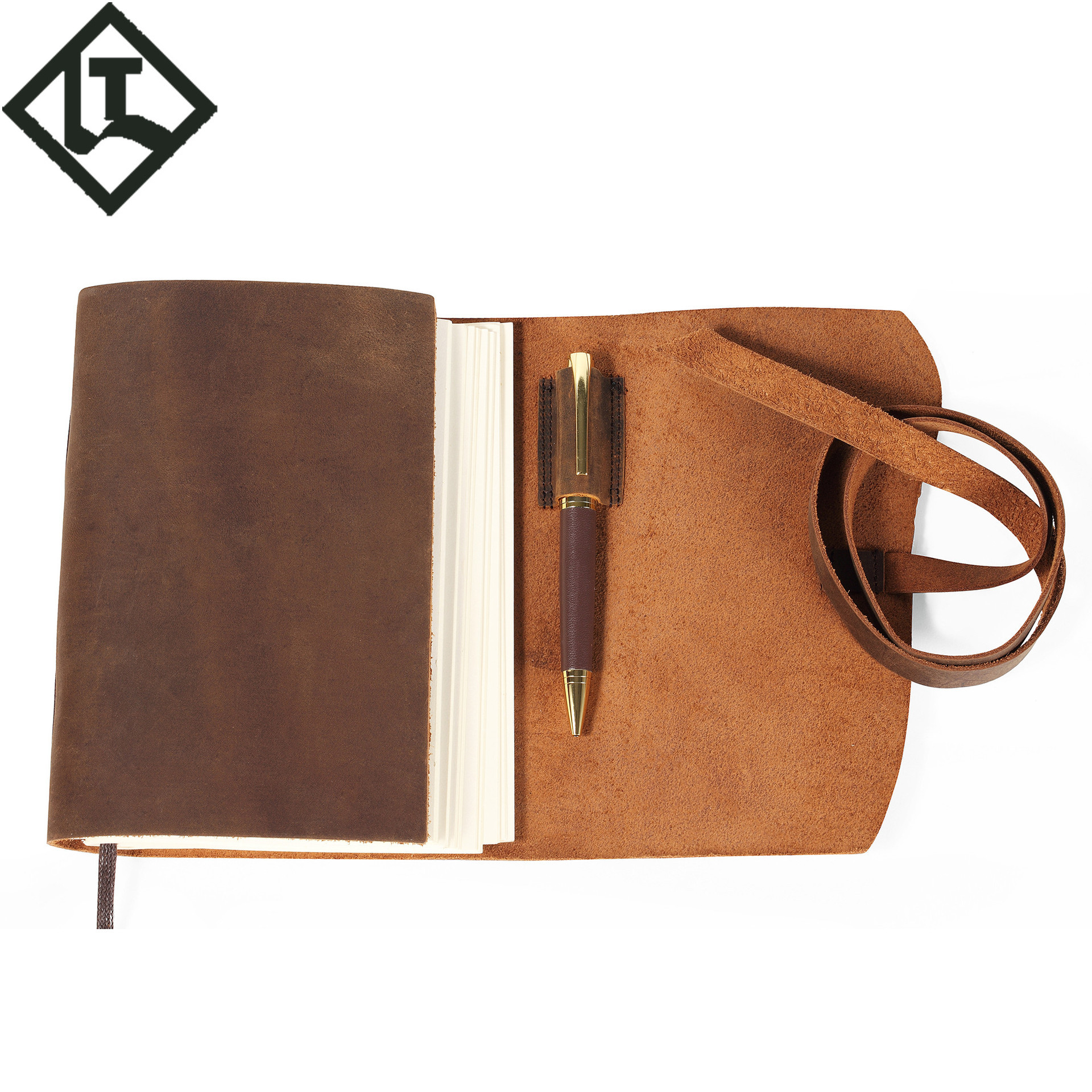 新款复古笔记本 亚马逊疯马皮活页日记本 旅行真皮礼品记事本欧美