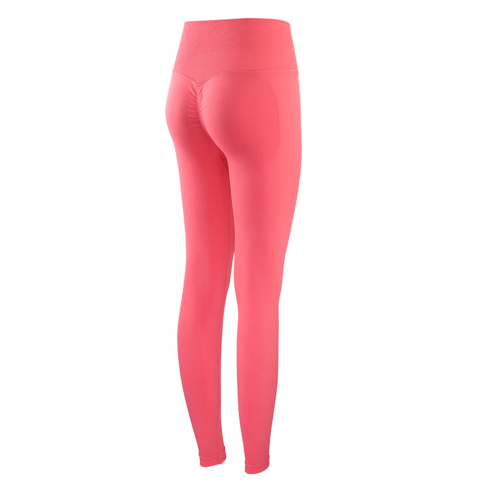 Nuevos pantalones de fitness de lycra transfronterizos de melocotón de cintura alta Mujer Desnuda cadera levantamiento apretado Pantalones deportivos pantalones de yoga sin costuras