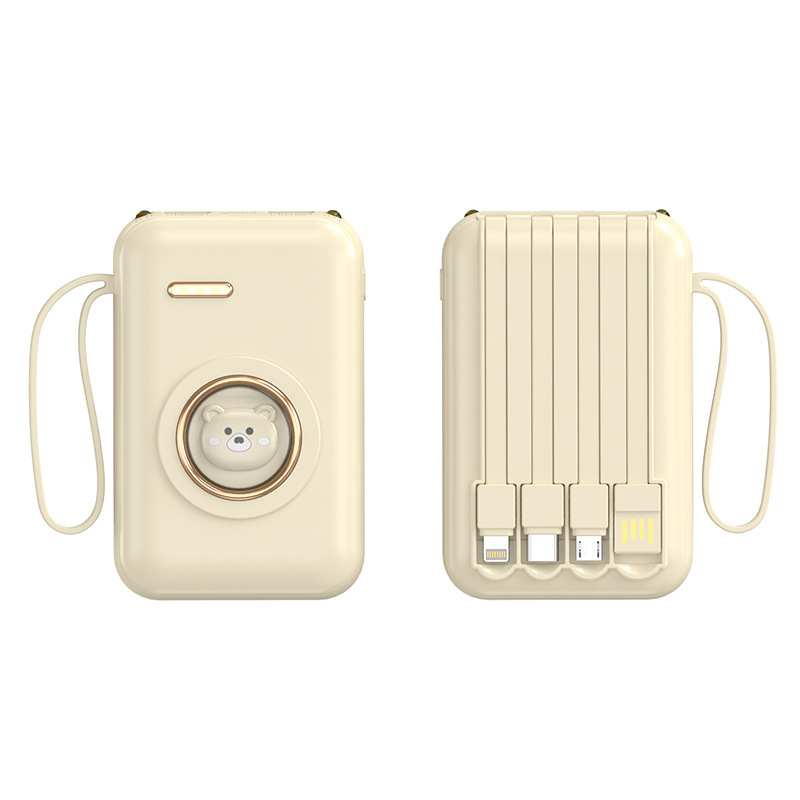 卸売ミニ漫画は、プリントされたロゴが付いている大容量のポータブルモバイル電源ギフト用のワイヤーパワーバンクを提供します|undefined
