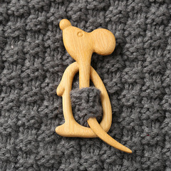 国境を越えた新しいブルーチpin with woodenポーチパターン木製動物ブローチ