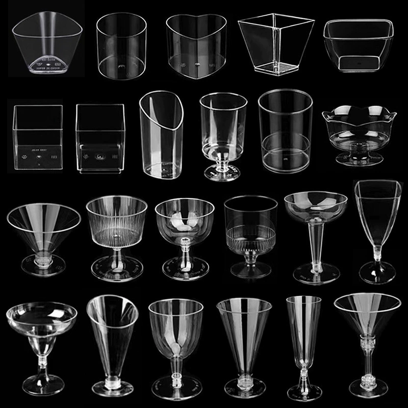 Десертный стол, одноразовый бокал, чашка для пудинга, чашка для молочного коктейля, мусса, мороженого, красное вино, чашка для шампанского, пластиковая прозрачная чашка