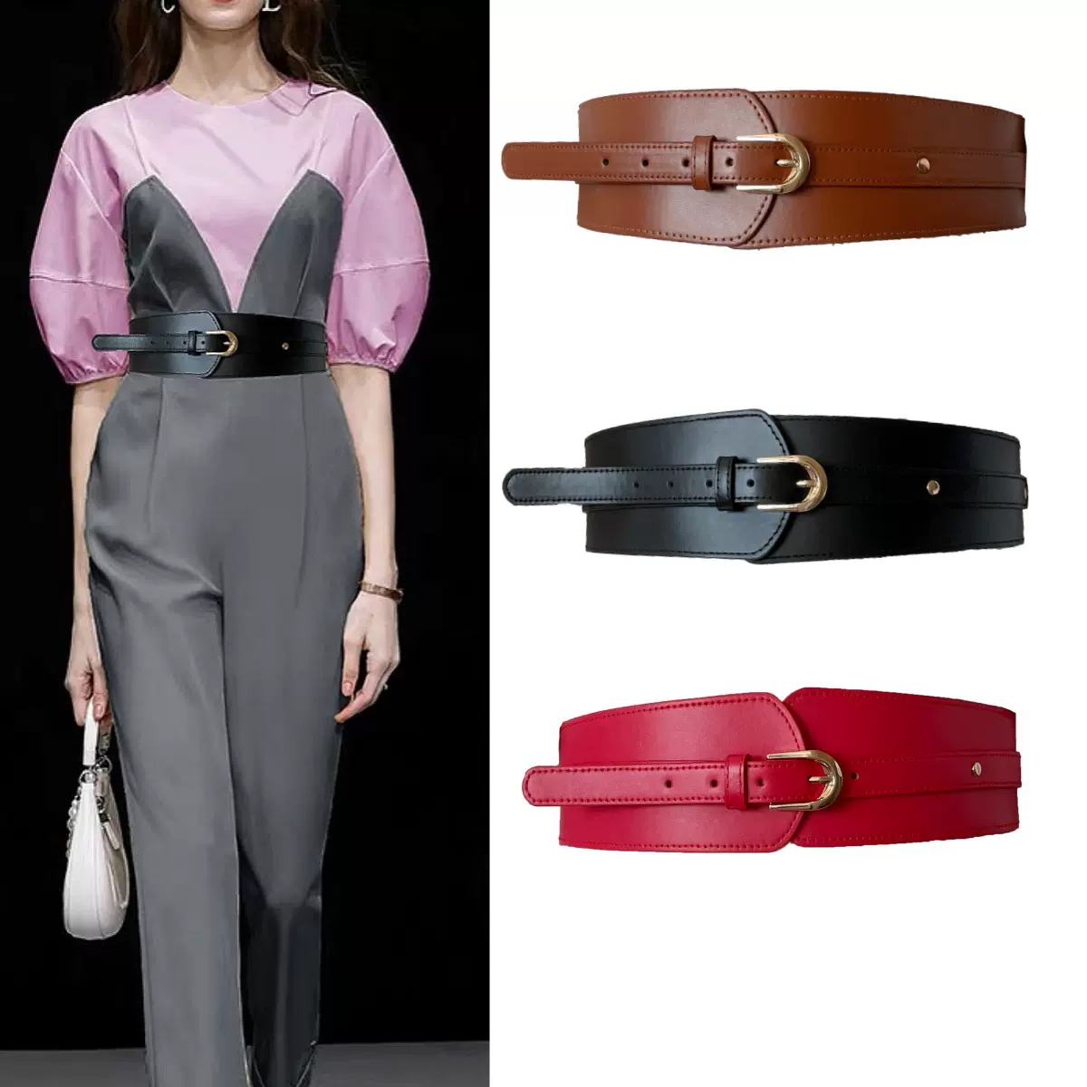 跨境新款Y2K女士腰封欧美宽腰带朋克嘻哈朋克风装饰腰带夜店配饰