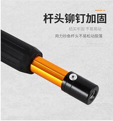 加厚鋁合金抄網竿可伸縮摺疊橡膠握把抄漁網杆釣魚撈魚漁具用品