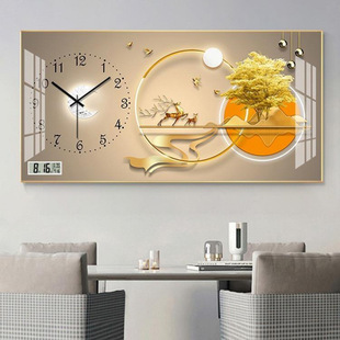 Perpetual Calendar Silent Clock Living Room Punch-Free Creative Calendar Simple Modern Restaurant Home Blessing Hanging Picture with Thermometer