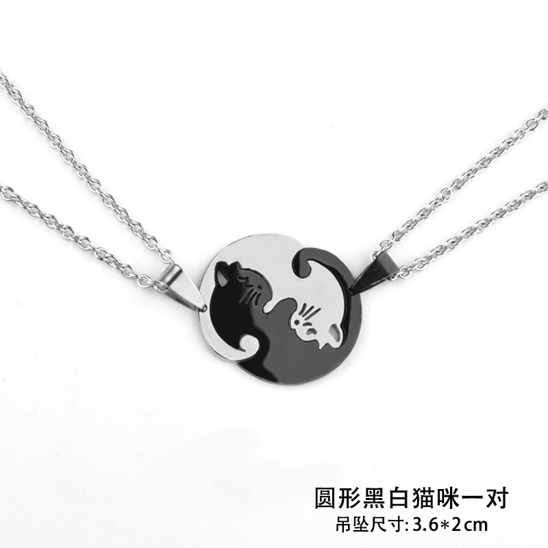 SKU-03-圆形黑白恋爱猫一对