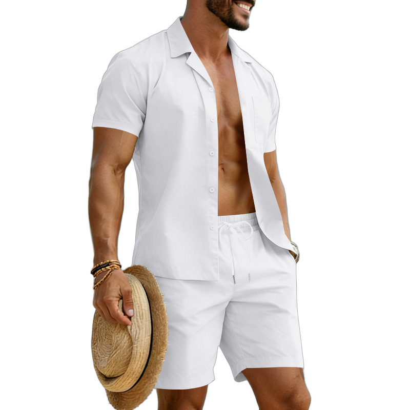 Men's Casual Summer Outfit Set | Loose Fit Beach Shirt & Shorts | Trendy Vacation Wear For Hot Weather_viptrois.com