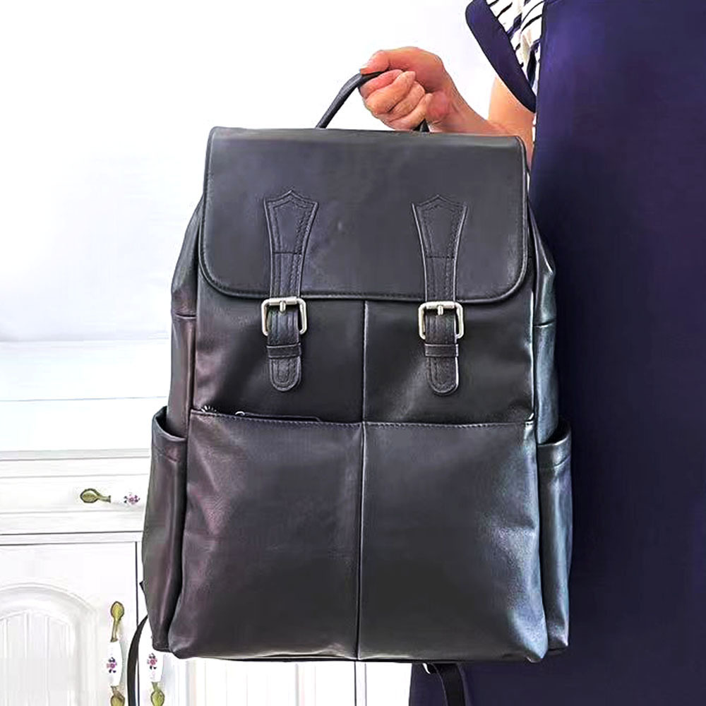 Men's Leather Business Backpack For Travel And Office Work_voghion.com