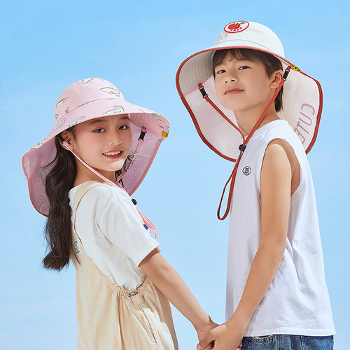 Children's sun hat, unisex sunshade hat, fisherman's hat with large brim, shawl-style hat, summer thin UV protection hat