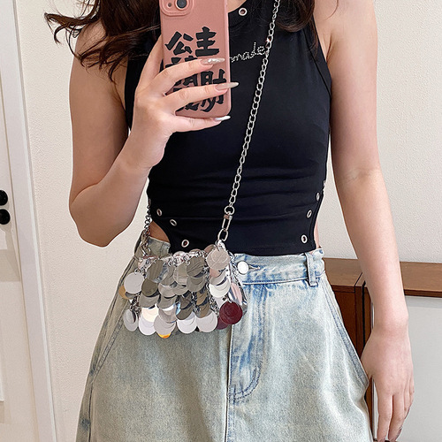 Cross-border small bag for women 2024 new internet celebrity super hot sequin crossbody small square bag versatile personalized key lipstick bag