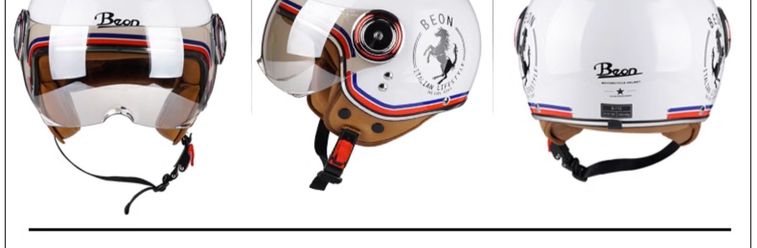 BEON Motorcycle Retro Helmet Men and Women Universal Electric Vehicle Half Helmet