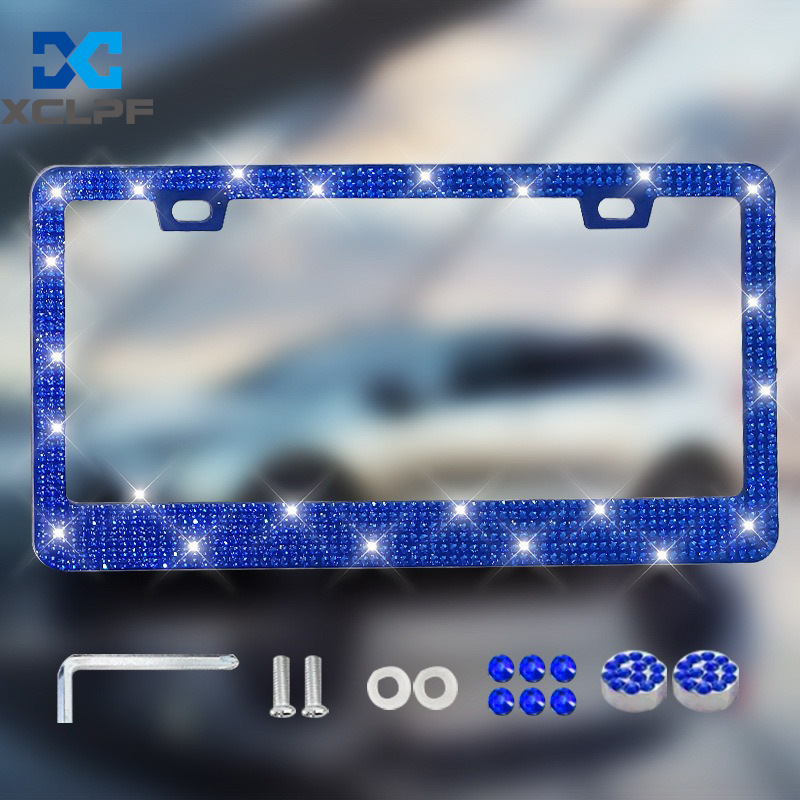 American, Canadian and Mexican Universal Diamond License Plate Frames, Three Styles of Plastic Acrylic Diamond License Plate Frames