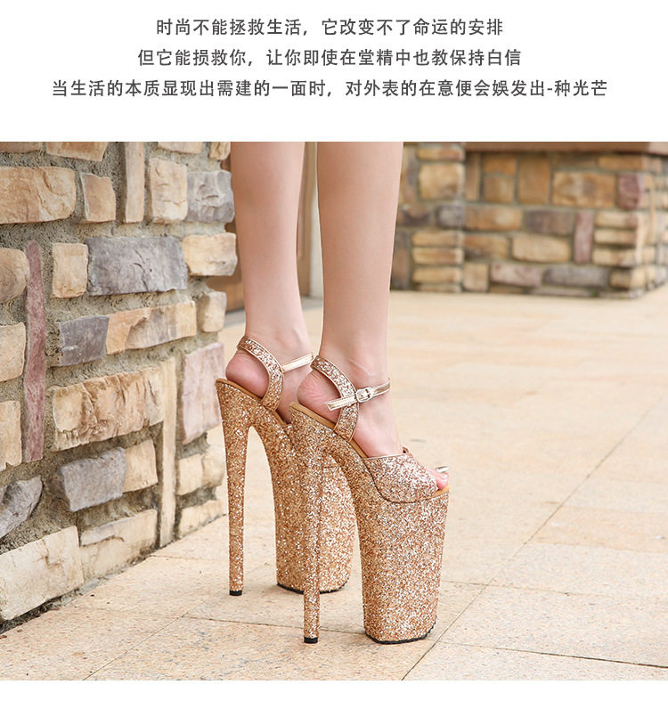 Giày sandal nữ gót nhọn 26 cm đế platform quai ngang — Màu bạc, Màu vàng, Màu đen, Màu đỏ chi tiết 14