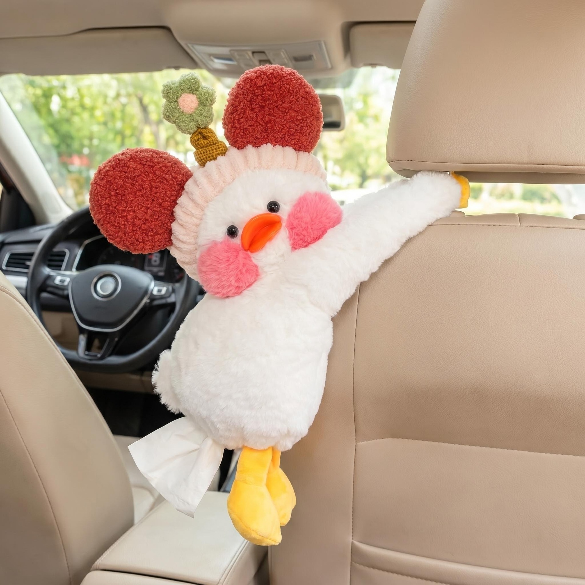 Car Tissue Box Cartoon Cute Duck Interior Accessories Convenient Chair Back Hanging Multifunctional Car Hanging Tissue Pumping