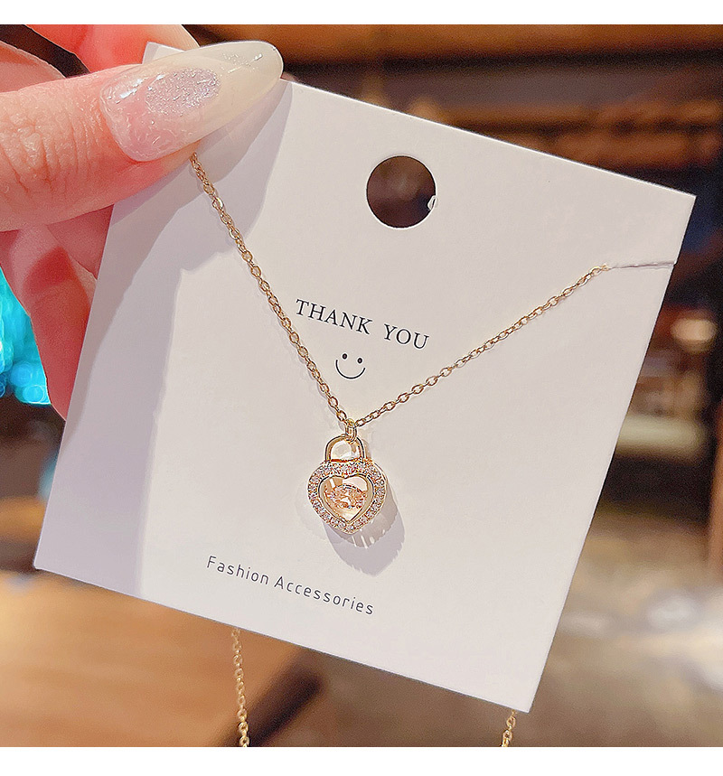 Korean style beating heart titanium steel necklace female geometric clavicle chain