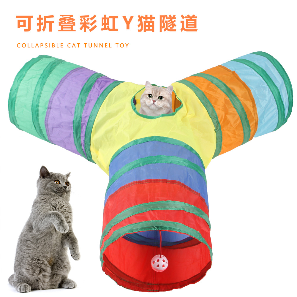Cat Channel Pet Cat Rainbow YTunnel Cat Toy Drill Barrel Foldable Cat Runway S
