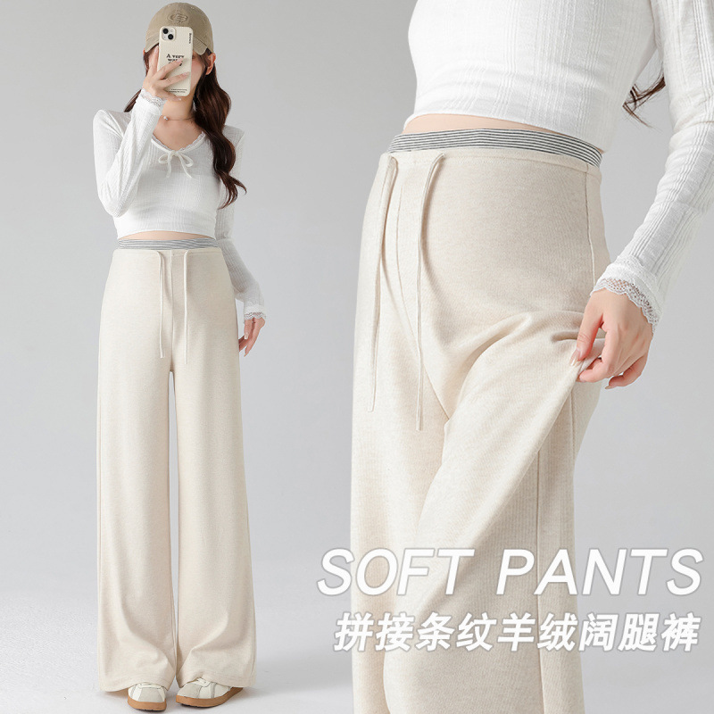 Maternity pants for autumn, trendy new wide-leg pants for pregnant women, non-restrictive straight-leg trousers for pregnancy, casual wear for fall and winter Maternity pants for autumn, trendy new wide-leg pants for pregnant women, non-restrictive straight-leg trousers for pregnancy, casual wear for fall and winter