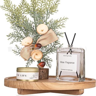 Spot Wooden Round Tray Decorative Base Household Indoor Aromatherapy Candle Tray Bathroom Soap Rack Plant Stand