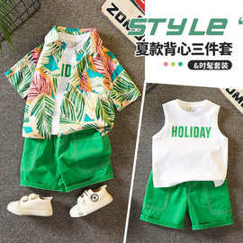 男童夏季套装2026新款港风儿童花衬衫沙滩服男孩海边度假炸街表演