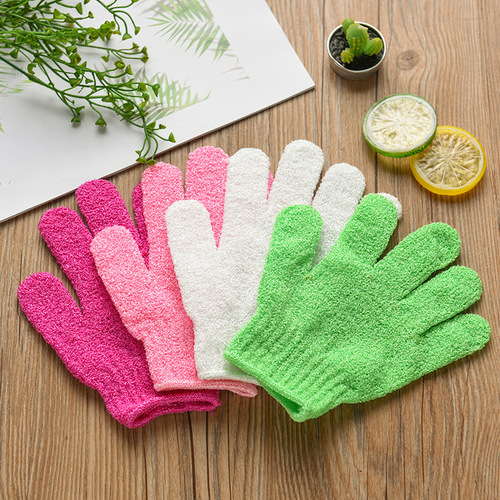 Colorful five-finger bathing gloves, household daily use double-sided bathing and bathing gloves, bathroom toiletries and bathing towels