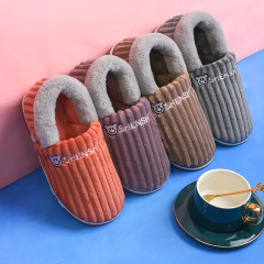 新款家居燈芯絨全包情侶棉拖鞋冬天室內外保暖月子鞋止滑舒服棉鞋
