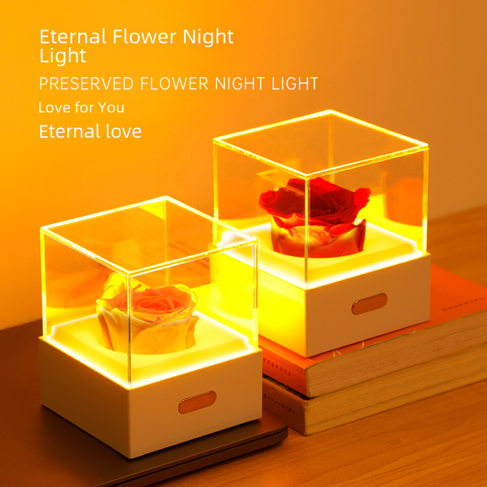 Cross-border new Eternal Flower Night Light girl birthday gift night light USB rechargeable home mini desktop table lamp