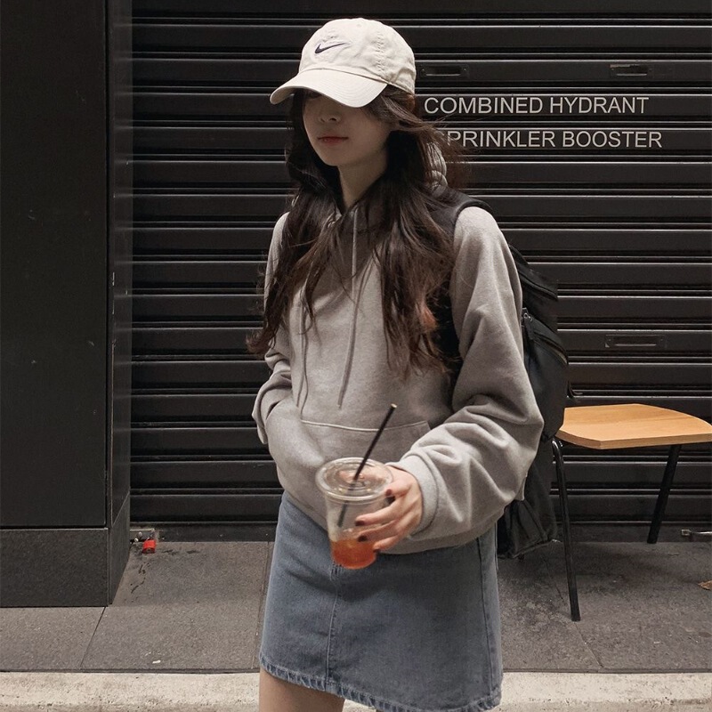 Korean Style 2026 Spring and Autumn New Outdoor Commuting Trendy Loose Hooded Top Comfortable Pure Cotton Sweatshirt for Women Trendy