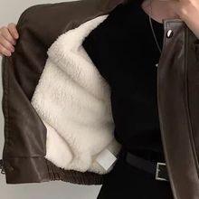 韩版加绒皮衣外套女宽松加厚夹克2025秋冬新款小个子短款上衣