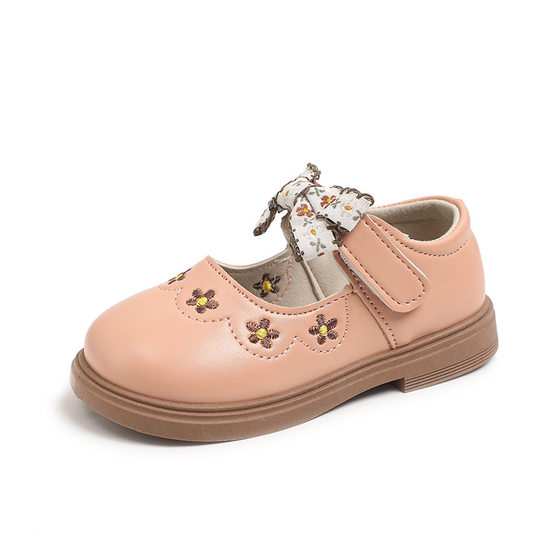 Girls' princess shoes Spring and Autumn new children's leather shoes bow embroidered baby shoes all-match children's shoes wholesale