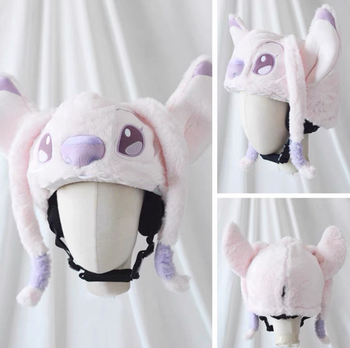 Casco de esquí de peluche muñecas bordadas tridimensionales lindas para niños niñas casco decoración de dibujos animados nueva decoración