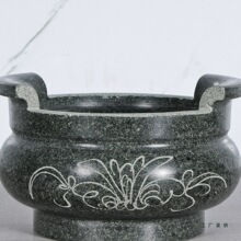 墓地祭祀石香炉石雕香炉青石头圆形带耳朵香炉12-20CM石香炉防冻