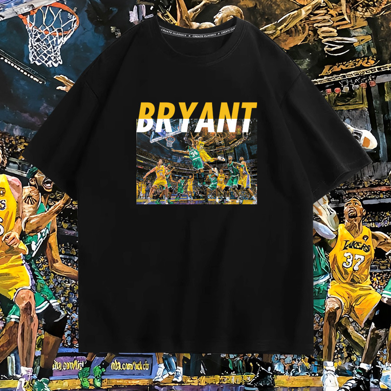 Basketball Star Kobe Printed Pure Cotton Short-sleeved T-shirt for Young Men and Women Summer Fashionable Brand Loose Shoulder Half-sleeved Top Basketball Star Kobe Printed Pure Cotton Short-sleeved T-shirt for Young Men and Women Summer Fashionable Brand Loose Shoulder Half-sleeved Top