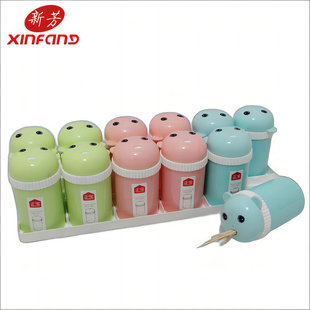 0803 Rotating Portable Toothpick Box Creative Toothpick Bucket Household Plastic Casual Cartoon Toothpick Bottle Toothpick Holder