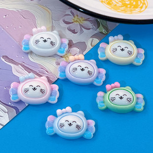 Colorful Bright Bowknot Cat Candy Hole Shoes Buckle Hairpin Hair Accessories Water Cup Sticker DIY Material Resin Accessories
