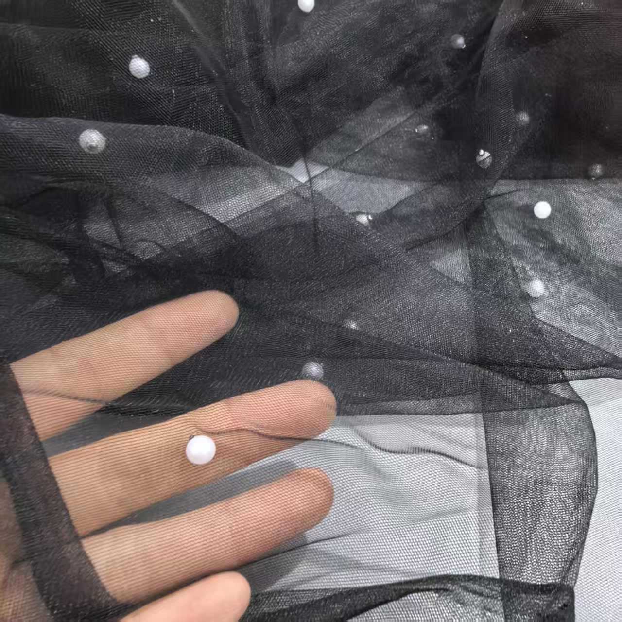 珍珠纱网布仙女雾纱跨境桌旗桌布户外派对婚纱头纱玩具连衣裙服装