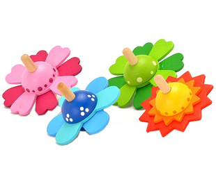 Educational Development wooden leisure traditional children's early education toys kindergarten student gift wooden flower gyro