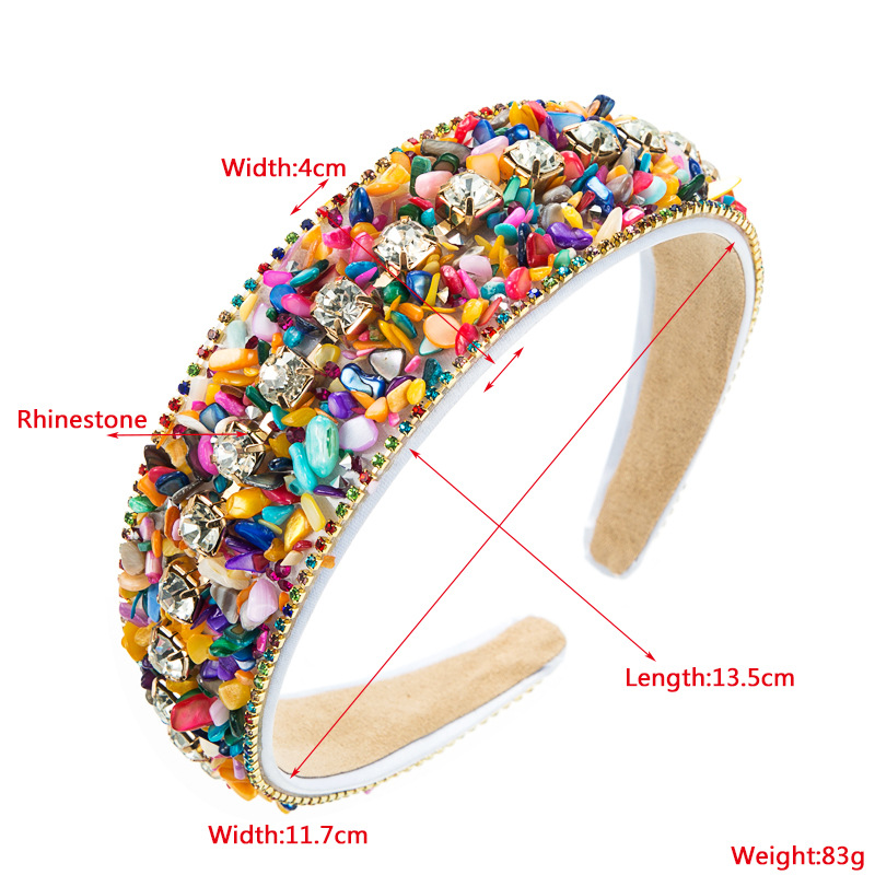 New Style Color Turquoise Diamond-embedded Wide Edge Fabric Headband Headdress display picture 1